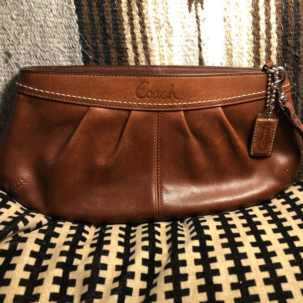 Coach Large Wristlet in Brown Cognac